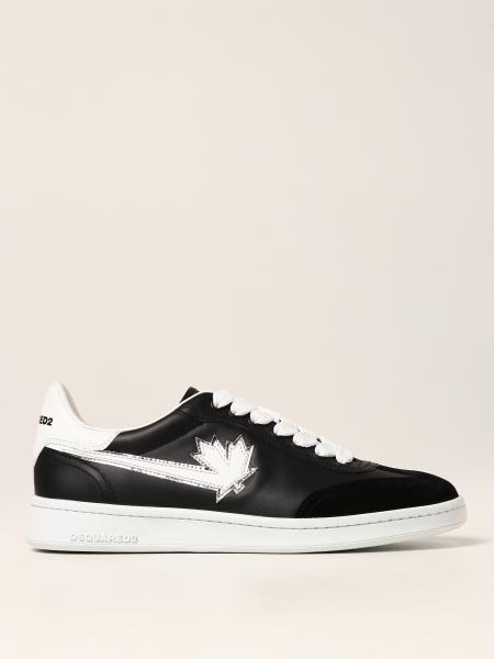 Dsquared2 boxer sneakers in smooth leather and suede