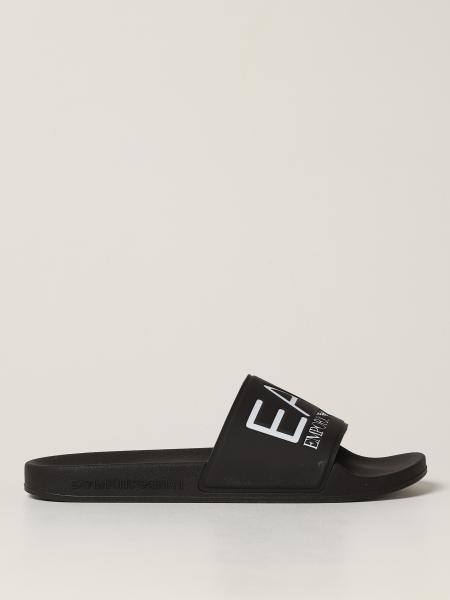 Ea7 men: EA7 slide sandals in rubber with logo