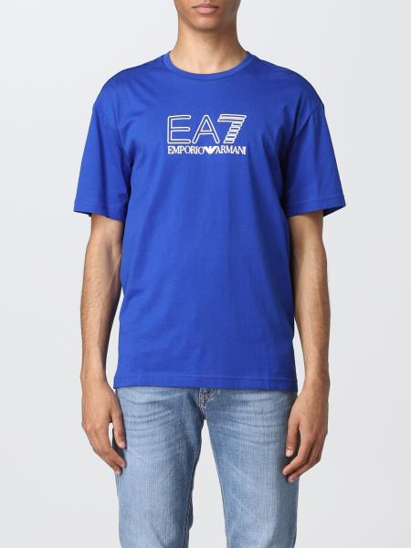 EA7: T-shirt with logo - Royal Blue | Ea7 t-shirt 3LPT04PJ02Z online on ...
