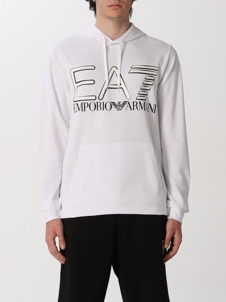 EA7: Basic cotton jumper - White | Ea7 sweatshirt 3LPM45PJFGZ online on ...