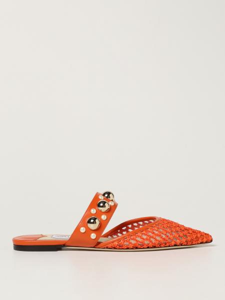 Jimmy Choo women: Jimmy Choo Basette raffia and Nappa leather mules