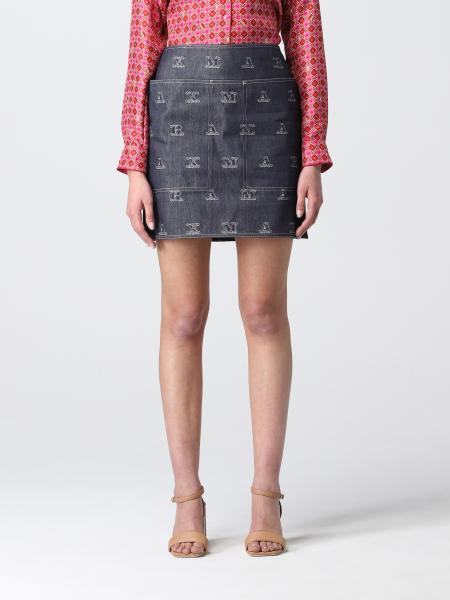 Max Mara women: Max Mara Barella mini skirt with all-over logo