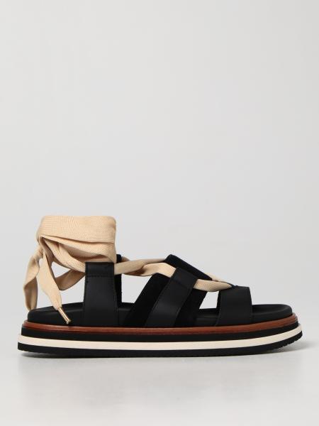 H605 sandal in leather and suede