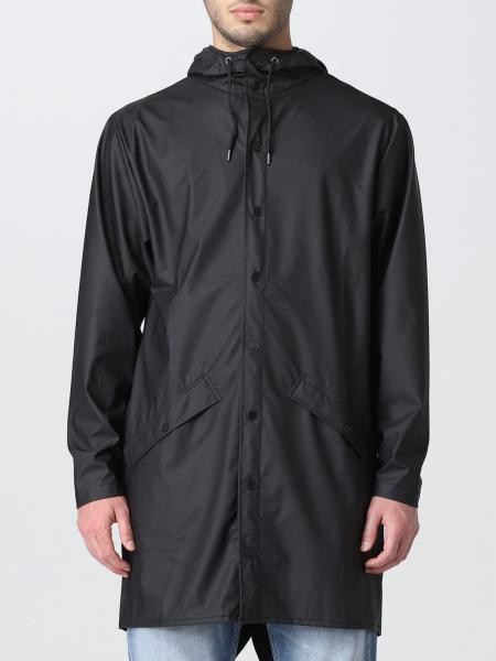 RAINS: jacket for man - Black | Rains jacket LONG JACKET 1202 online at ...