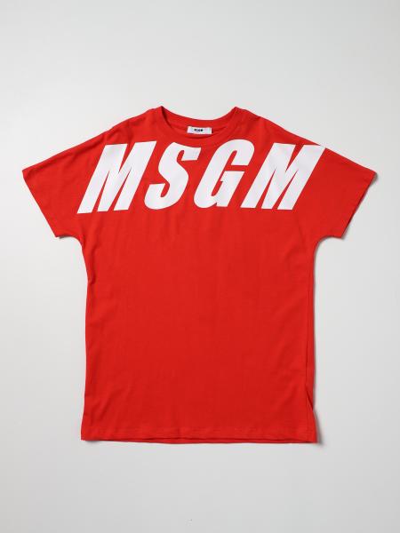 MSGM KIDS: cotton t-shirt with big logo - Red | Msgm Kids t-shirt