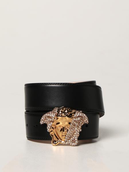 Cintura Versace in pelle liscia con Medusa Crystal