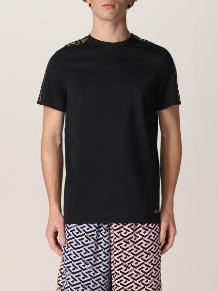 Versace men: Versace t-shirt with Greca pattern