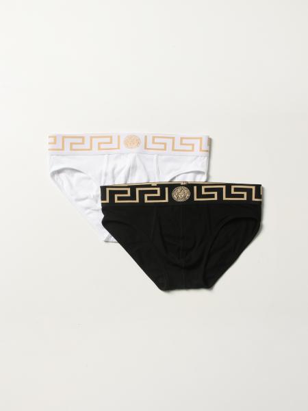 Versace stretch cotton briefs bi-pack with Greca pattern
