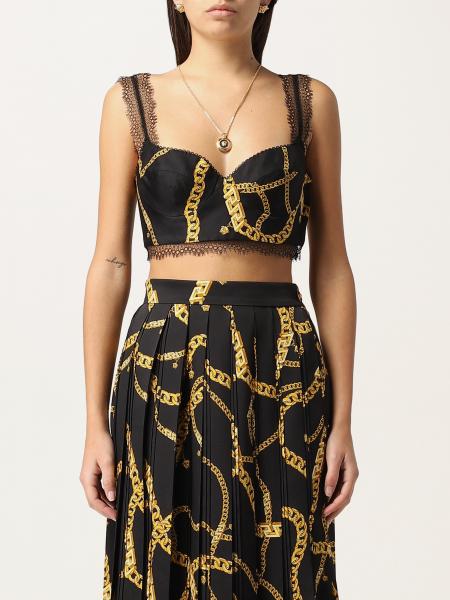 Versace women's clothes: Versace silk bralette with Chain print
