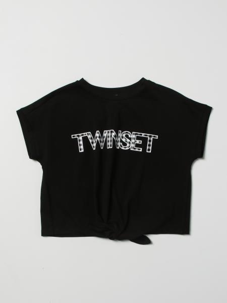 Twinset cropped T-shirt in stretch cotton
