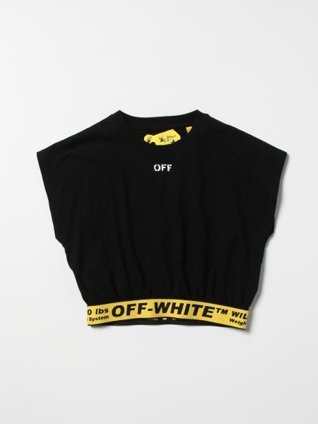 Off White cropped cotton top with logo