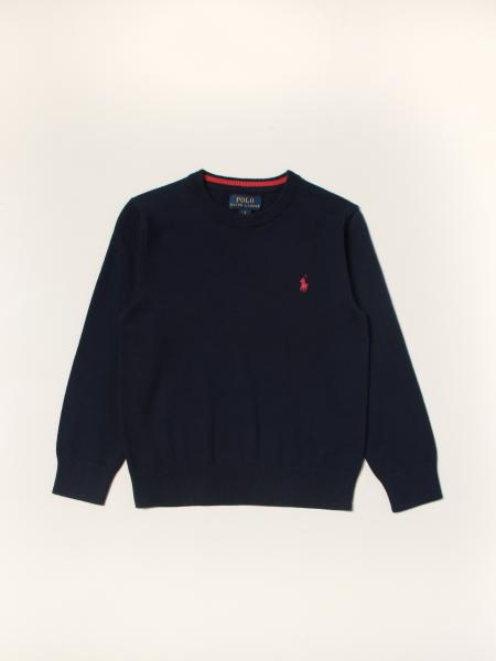 POLO RALPH LAUREN: basic sweater with logo - Navy | Polo Ralph Lauren ...