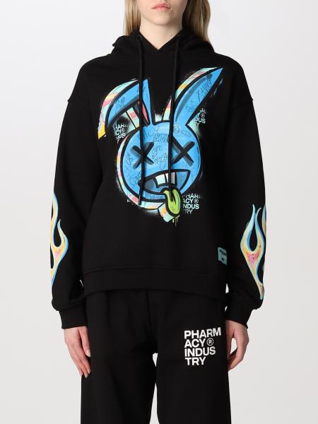 Short hooded jumper with embroidery print