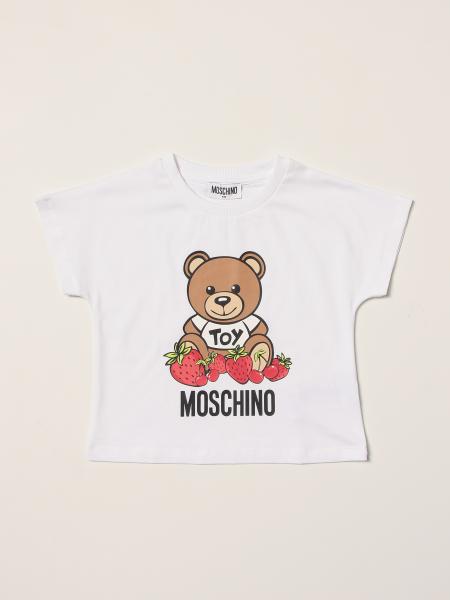 Moschino girls' clothing: Moschino Kid t-shirt with Teddy and strawberries print