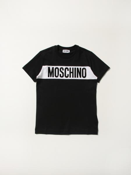MOSCHINO KID: T-shirt con stampa logo - Nero | T-Shirt Moschino Kid  HUM03OLAA01 GIGLIO.COM