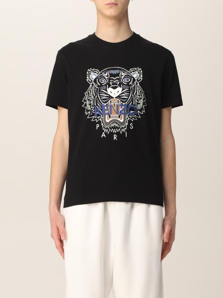KENZO: cotton T-shirt with logo and Tiger - Black | Kenzo t-shirt FC55TS0204YL online on