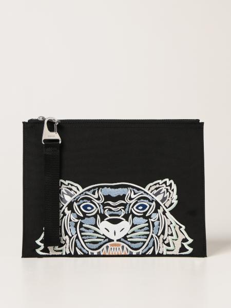 Kenzo pouch in technical canvas with embroidered tiger