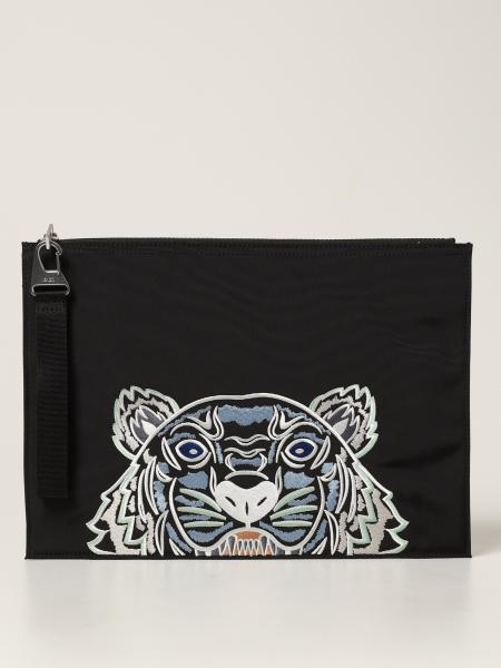 Pochette Kenzo in tela tecnica con tigre ricamata