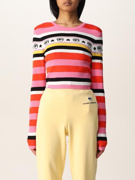 Chiara Ferragni Collection: Chiara Ferragni striped knit top with Logomania band