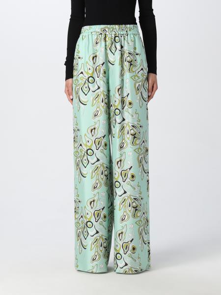 Emilio Pucci women: Emilio Pucci silk twill wide pants with African print