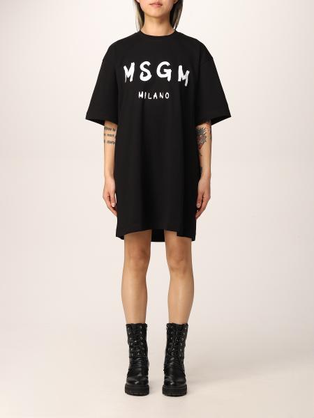 Msgm: Msgm cotton t-shirt dress with logo print