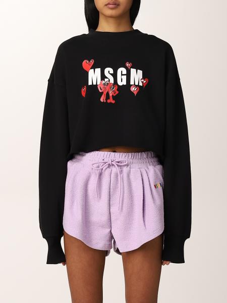 Msgm cropped jumper with graphic logo print