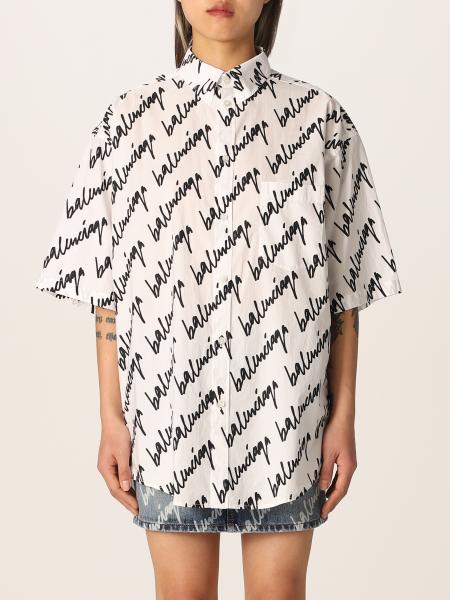 Camicia New Scribble Balenciaga in cotone con logo