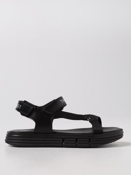 Twinset sandals in canvas and smooth leather