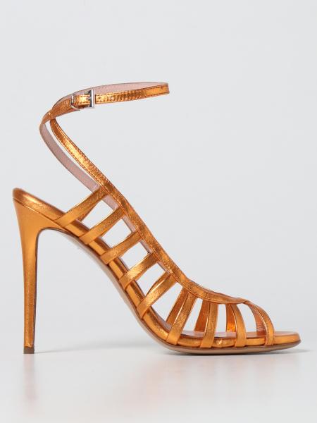 Anna F. heeled sandals in laminated leather