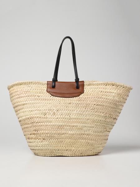 Furla: Furla Meraviglia Primula shopping bag in straw and leather