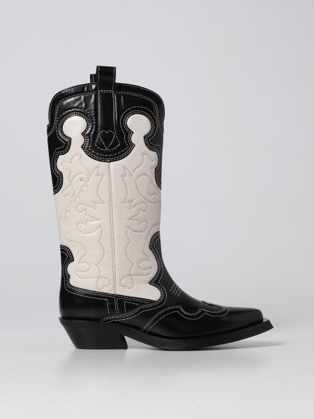 Ganni embroidered leather western boots