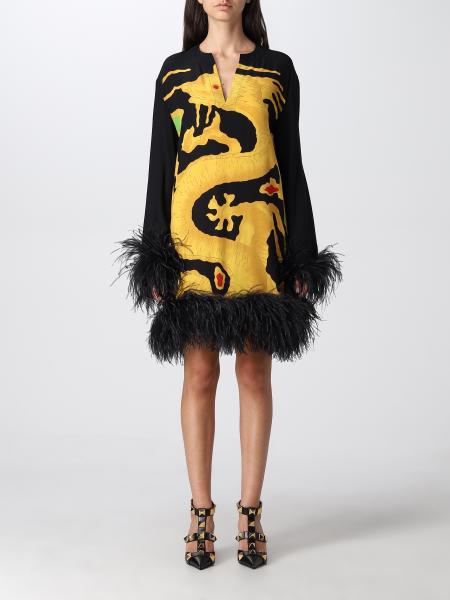 Valentino mini crepe silk dress with Dragon Reedition print