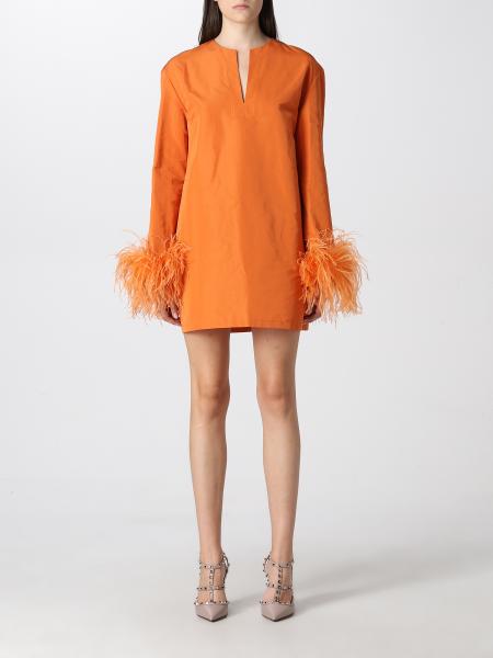 Valentino mini cotton blend dress with feathers