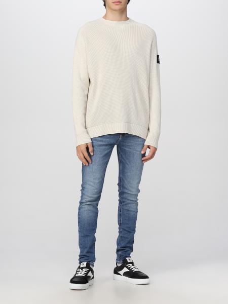 CALVIN KLEIN JEANS: sweater for man - Cream | Calvin Klein Jeans ...