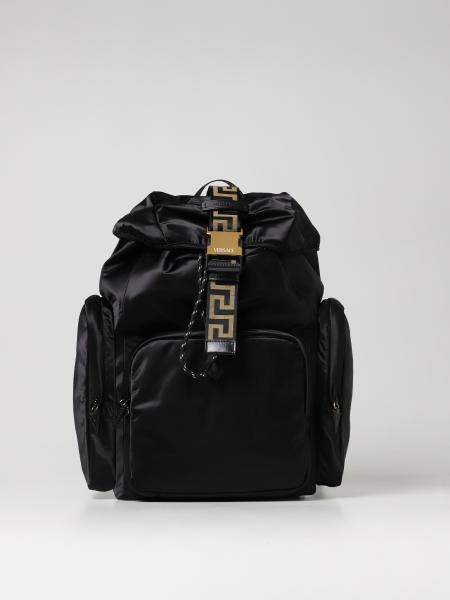 Versace Greca nylon and leather backpack