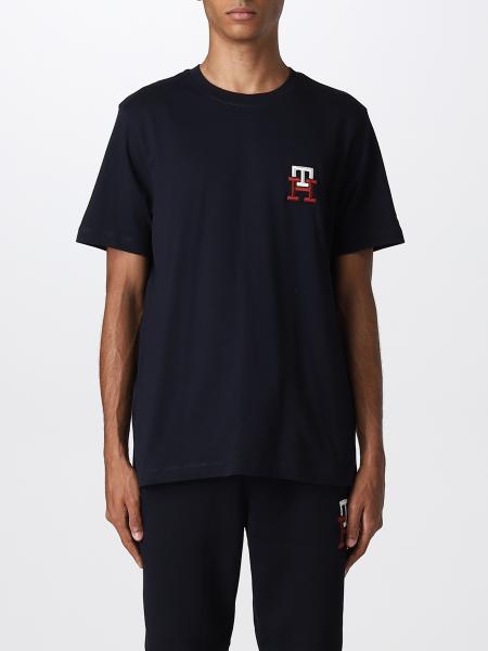 TOMMY HILFIGER: basic t-shirt with logo - Blue | Tommy Hilfiger t-shirt ...