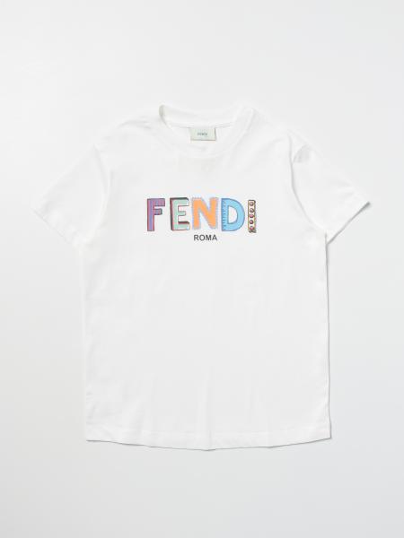 Fendi kids: T-shirt Fendi Kids in cotone con stampa logo