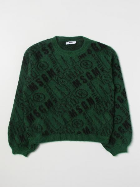 MSGM KIDS: sweater for girls - Green | Msgm Kids sweater MS029172 ...