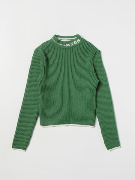 MSGM KIDS: sweater for girls - Green | Msgm Kids sweater MS029179 ...
