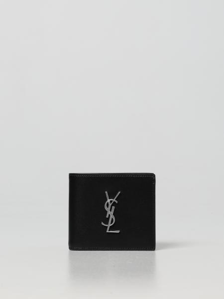 Porte-cartes de crédit Saint Laurent en cuir avec monogramme YSL