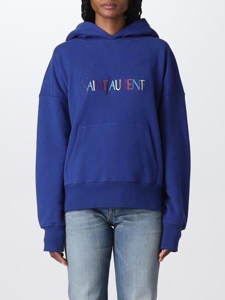 SAINT LAURENT: sweatshirt for woman - Blue | Saint Laurent sweatshirt ...