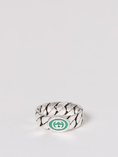 Gucci Interlocking G Ring in Silber mit Panzerkette