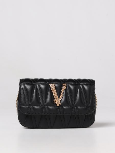 Borsa Virtus Versace in pelle trapuntata con logo Baroque in metallo