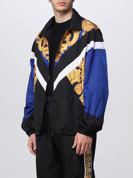 VERSACE: jacket in printed nylon - Blue | Versace jacket