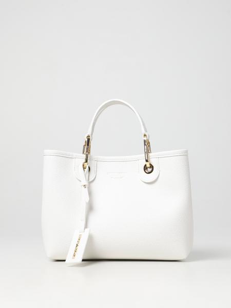 EMPORIO ARMANI: bag in grained synthetic leather - White | Emporio ...