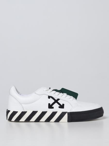 Sneakers Low Vulcanized Off-White in pelle a grana