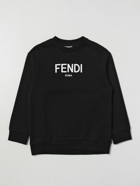 FENDI KIDS: cotton sweatshirt - Black | Fendi Kids sweater JUH0515V0 ...