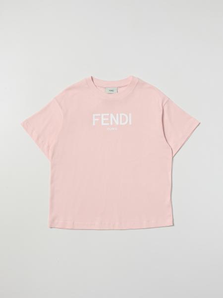 FENDI KIDS: cotton T-shirt - Pink | Fendi Kids t-shirt JUI1377AJ