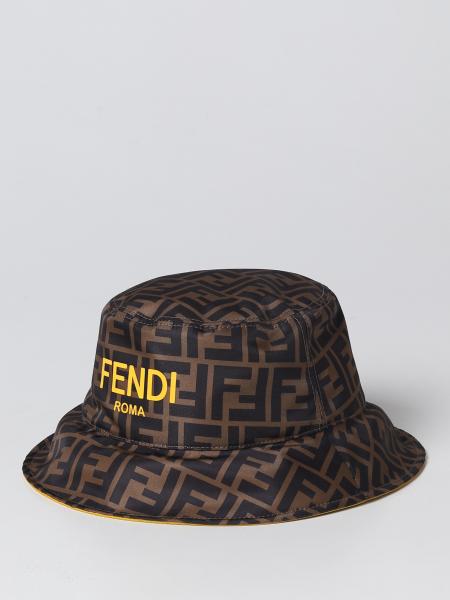 FENDI KIDS: hat in technical fabric with all over FF - Yellow