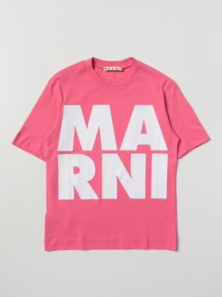 MARNI: cotton T-shirt with maxi logo - Pink | Marni t-shirt M00786M00HZ ...